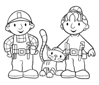 A coloring page of bob the builder